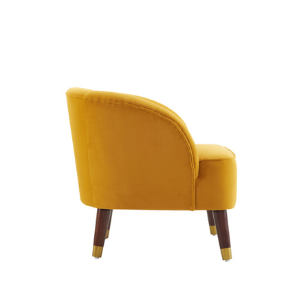 Barrel Accent Chair with Wooden Legs Brown