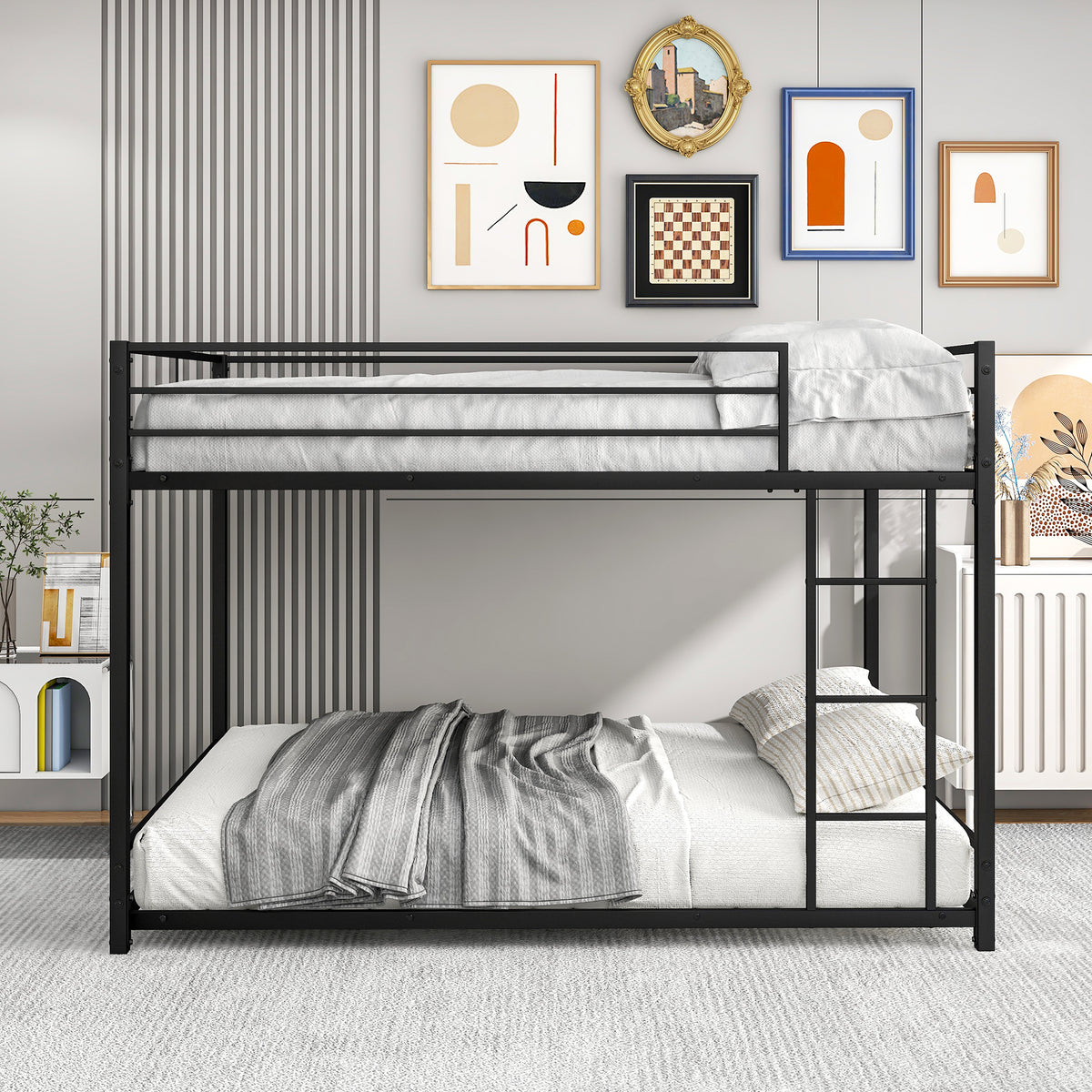 Full Metal Bunk Bed Heavy Duty Black
