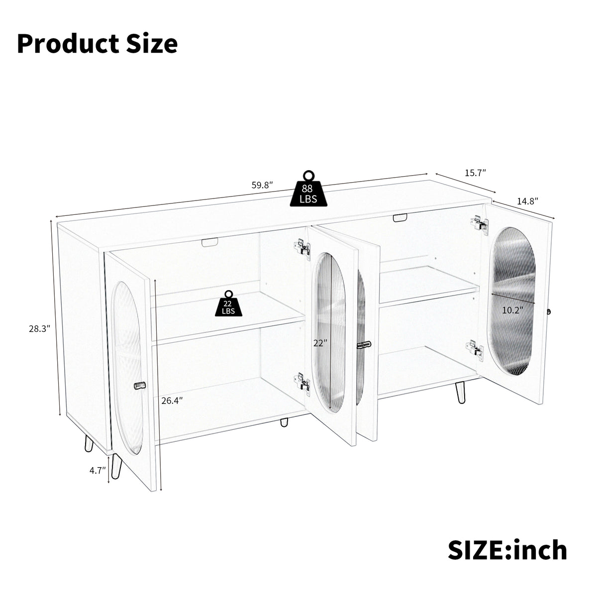 Black Acrylic Sideboard Cabinet