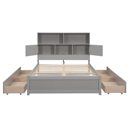 Full Platform Bed Gray