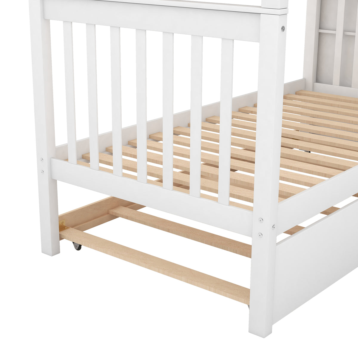 Twin Bunk Bed with Trundle White