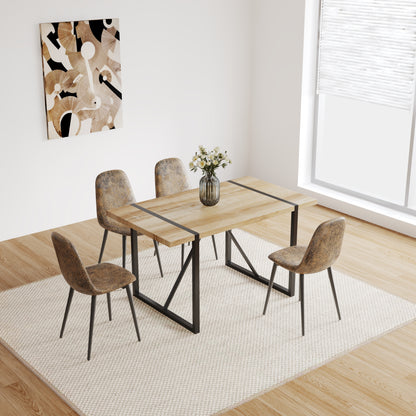 Modern Dining Chair Set (4 pcs) – Brown Upholstered Seats