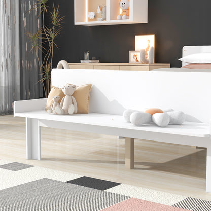 Full Bed with Bench White