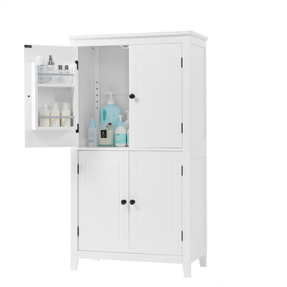 White Bathroom Floor Cabinet Adjustable Shelf