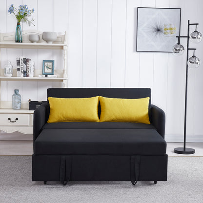 Black Fabric Convertible Sofa Bed – Twin Size Sleeper