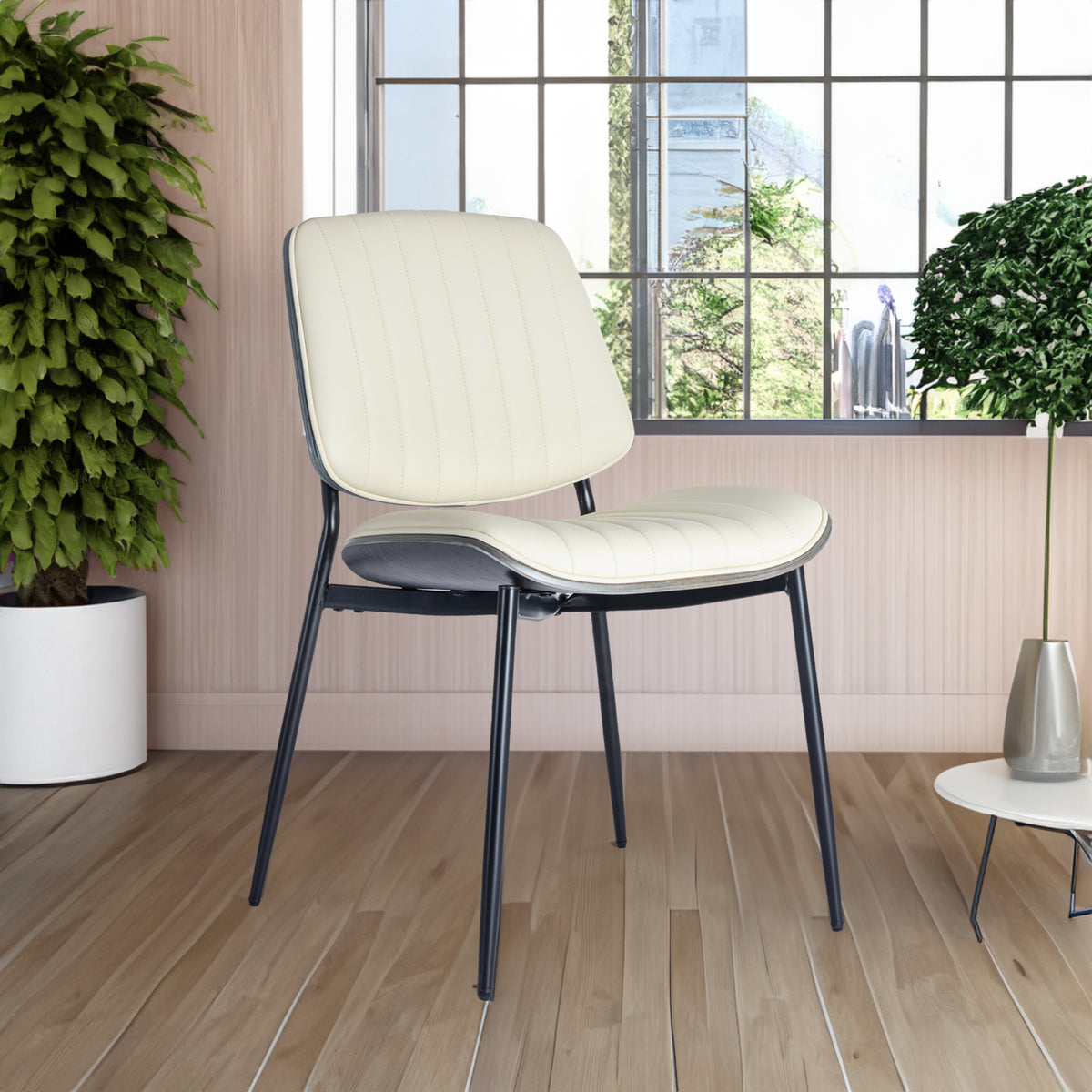 Retro Linen Dining Chairs Set of 2 Beige
