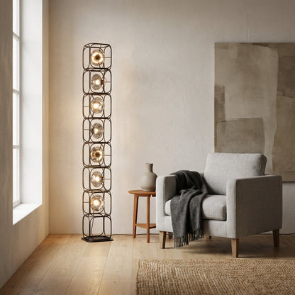 The Valletta Wrought Iron + Glass Floor Lamp