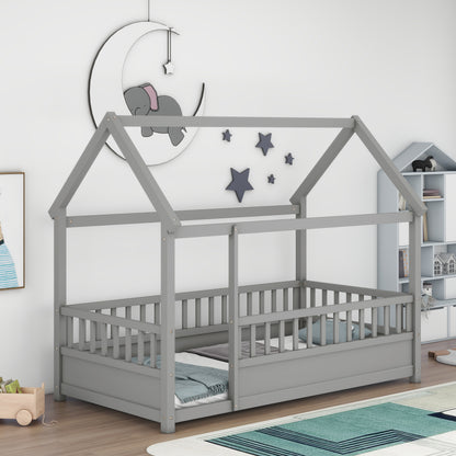 Twin Floor Bed Grey