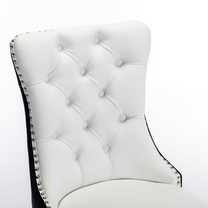 Modern PU Dining Chairs Set of 2 White