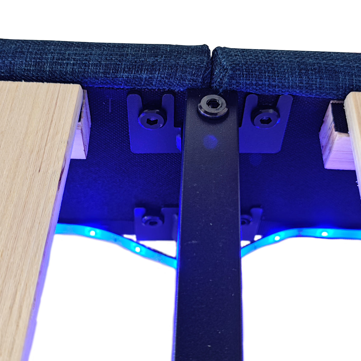 Queen Bedframe with Linen Wrapped LED Headboard Blue