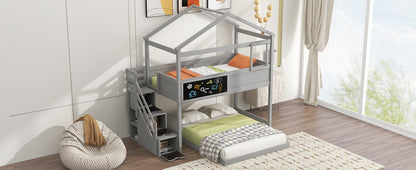 Twin-Full Storage Bunk Bed – Gray