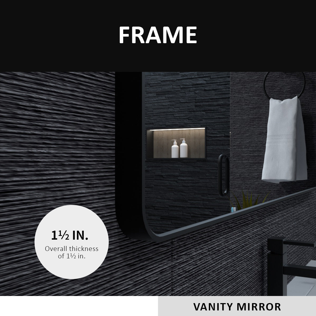 Aluminum Bathroom Mirror Matte Black