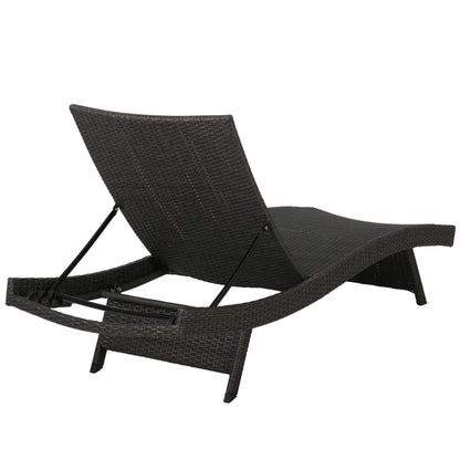 PE Wicker Chaise Lounge Gray
