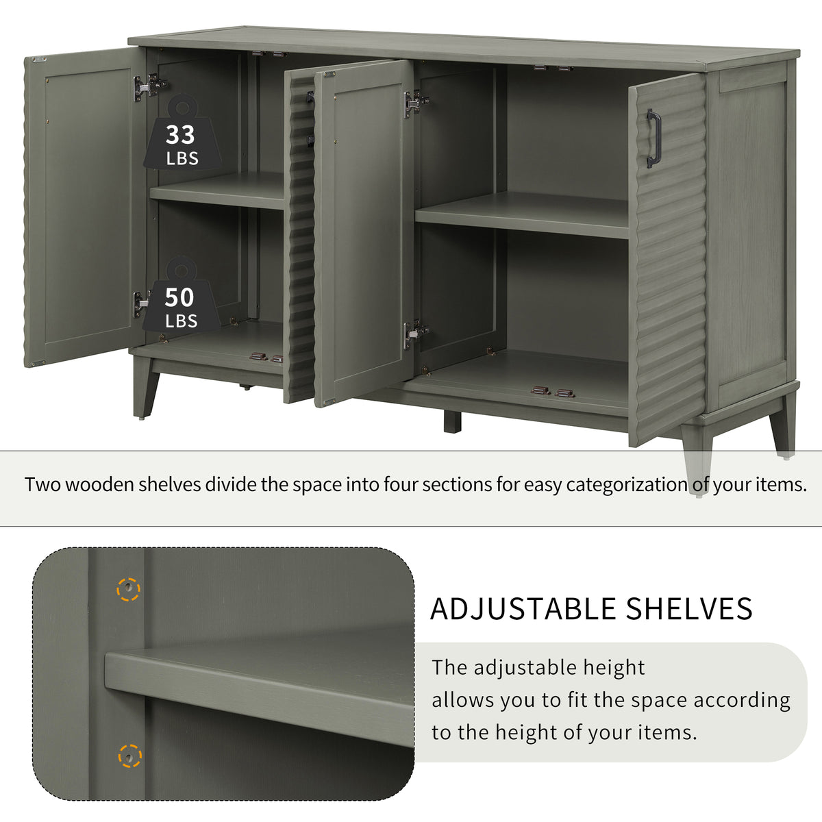Adjustable Sideboard Storage Cabinet
