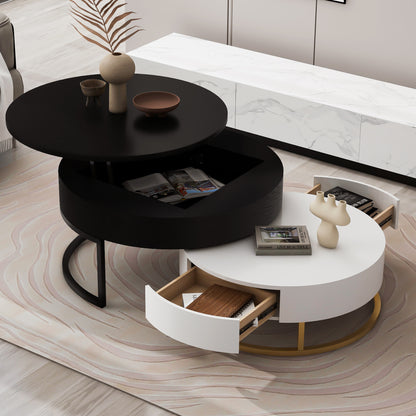 Lift-Top Coffee Tables with Drawers Black