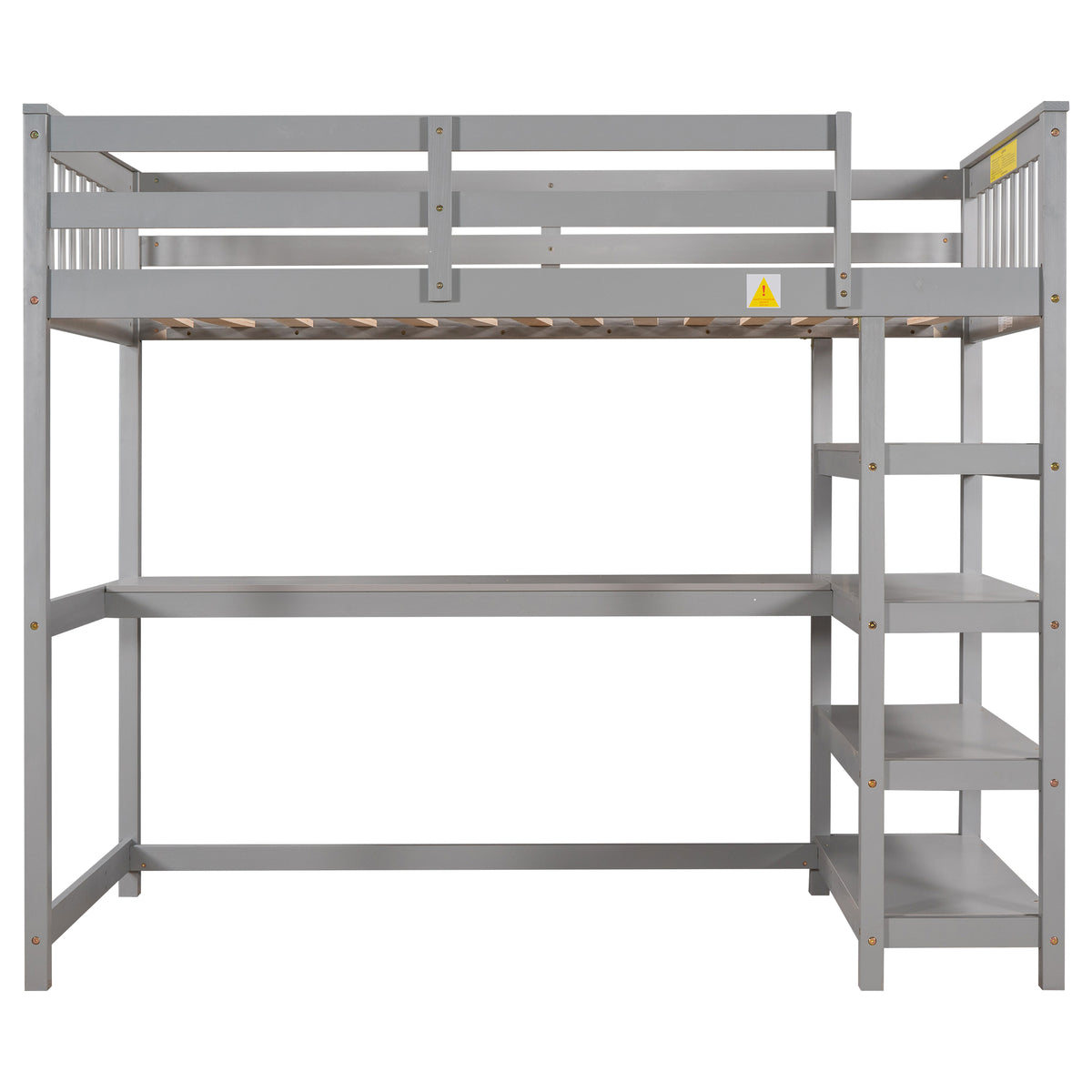 Twin Loft Bed with Storage Gray