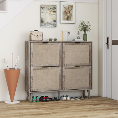4-Door Entryway Shoe Storage Cabinet White
