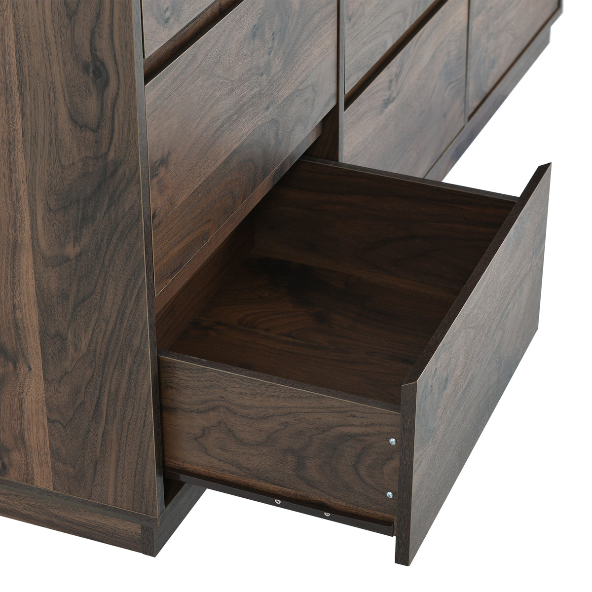 Mid-Century 9-Drawer Dresser Dark Brown
