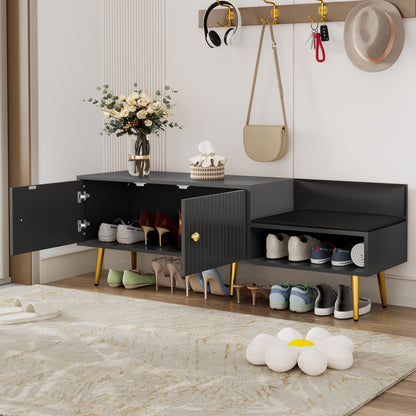 Modern Gray Shoe Storage Bench with Hidden Upholstered Seat