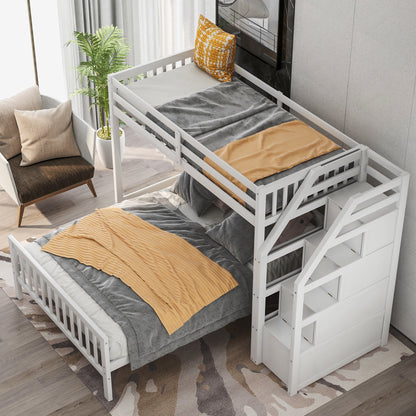 Twin Over Full Bunk Bed Gray Finish