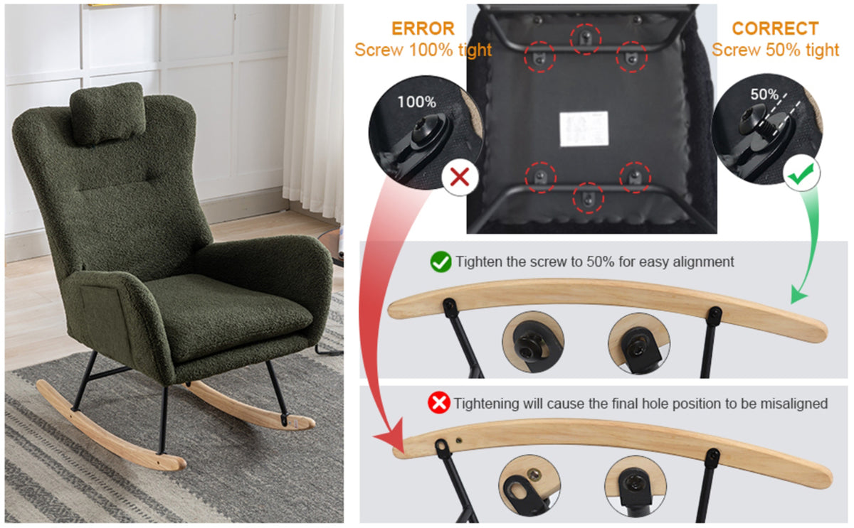 Plush Teddy Rocking Chair – Dark Green
