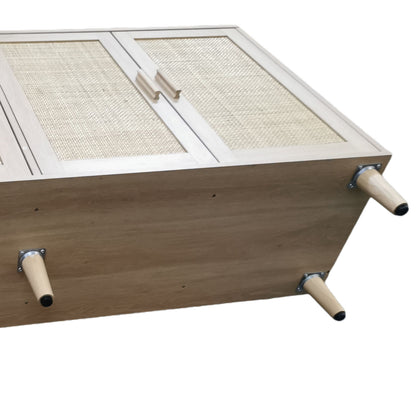 62-Inch Rattan Storage Cabinet with 4 Doors Beige