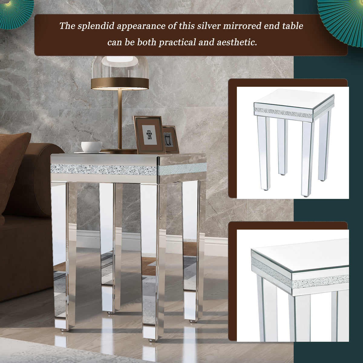 On-Trans Mirrored Side Table – Crystal Design