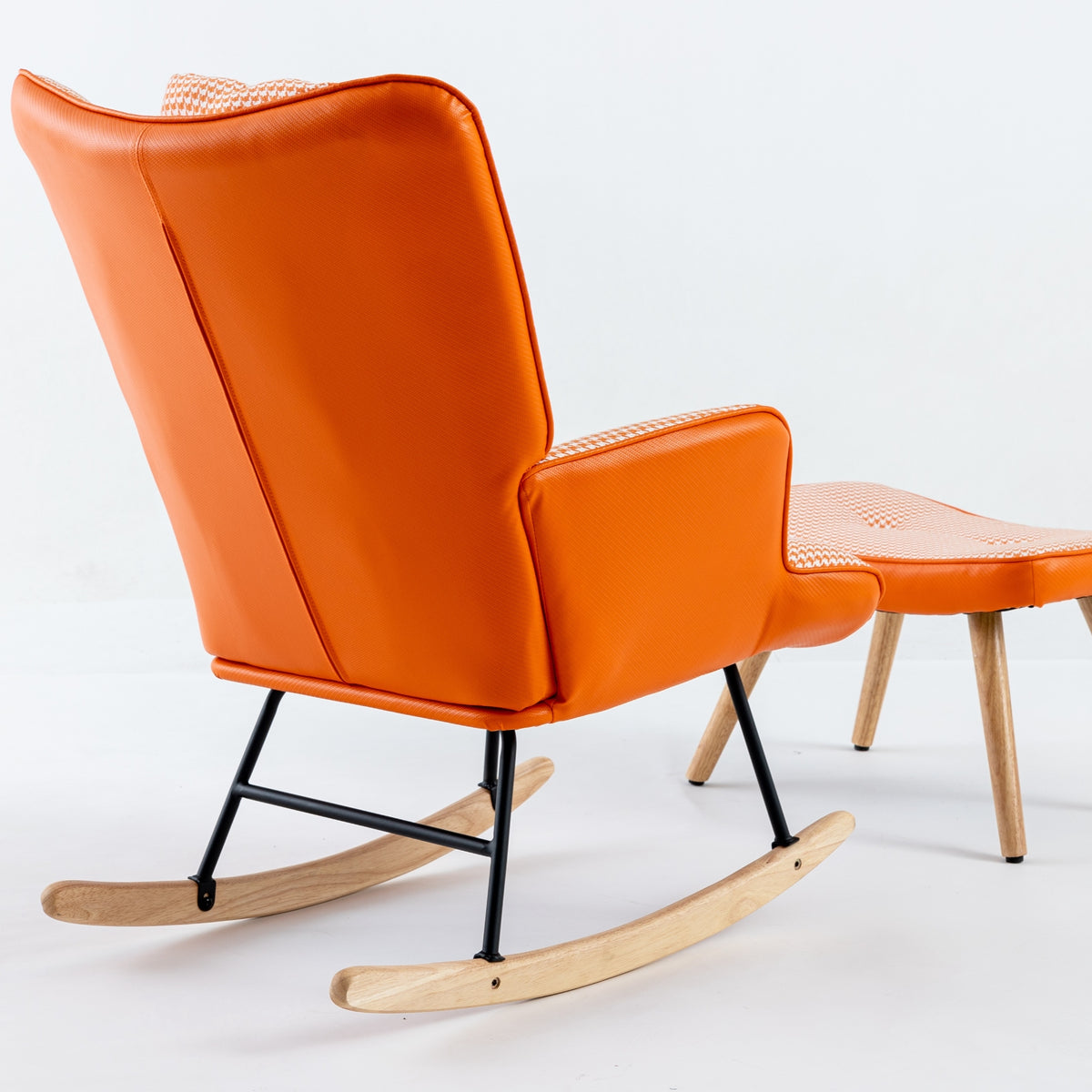 Houndstooth Rocking Chair – Orange Fabric