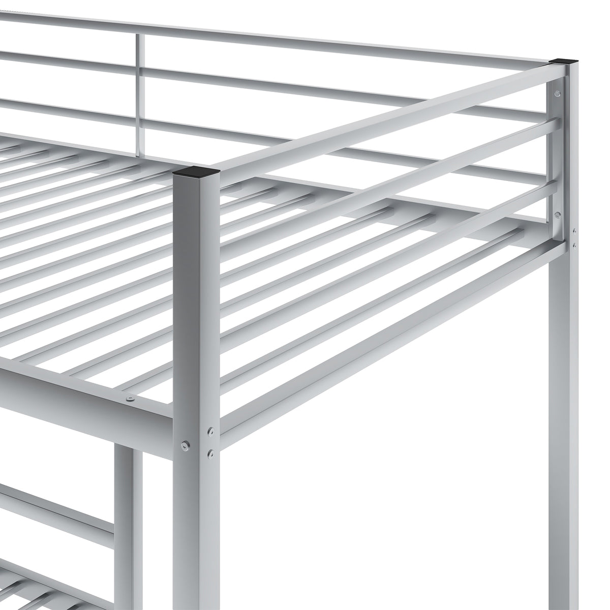 Metal Twin Bunk Bed with Ladder Silver