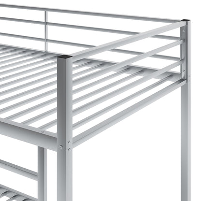 Metal Twin Bunk Bed with Ladder Silver