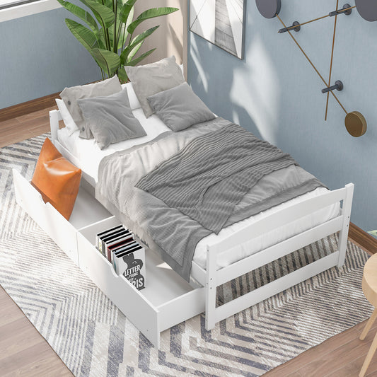 Twin Platform Bed with Storage White