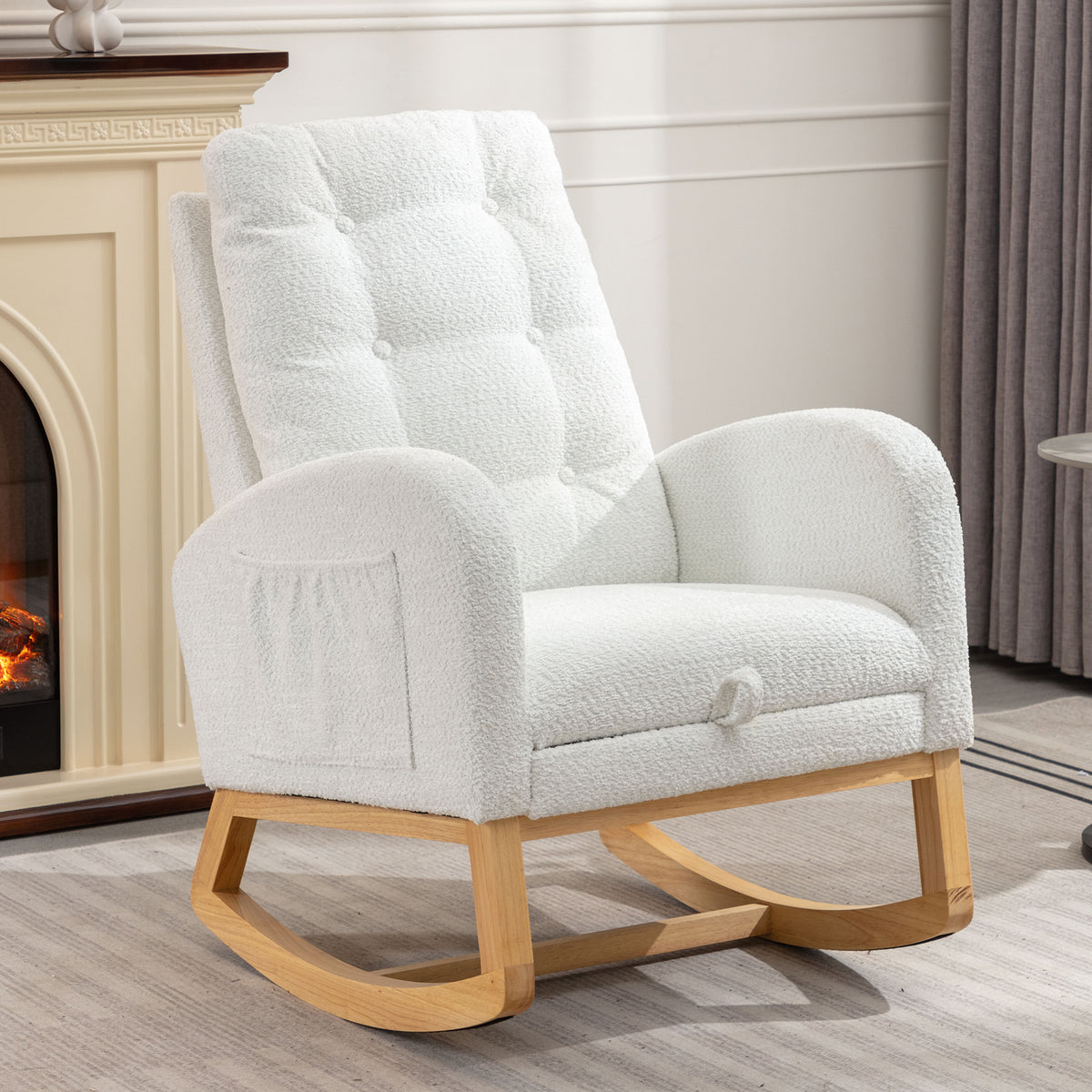 Accent Rocking Chair with Footrest – Black Rubber Wood