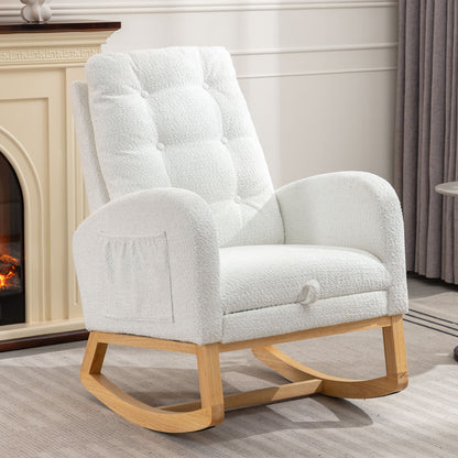 Accent Rocking Chair with Footrest – Black Rubber Wood
