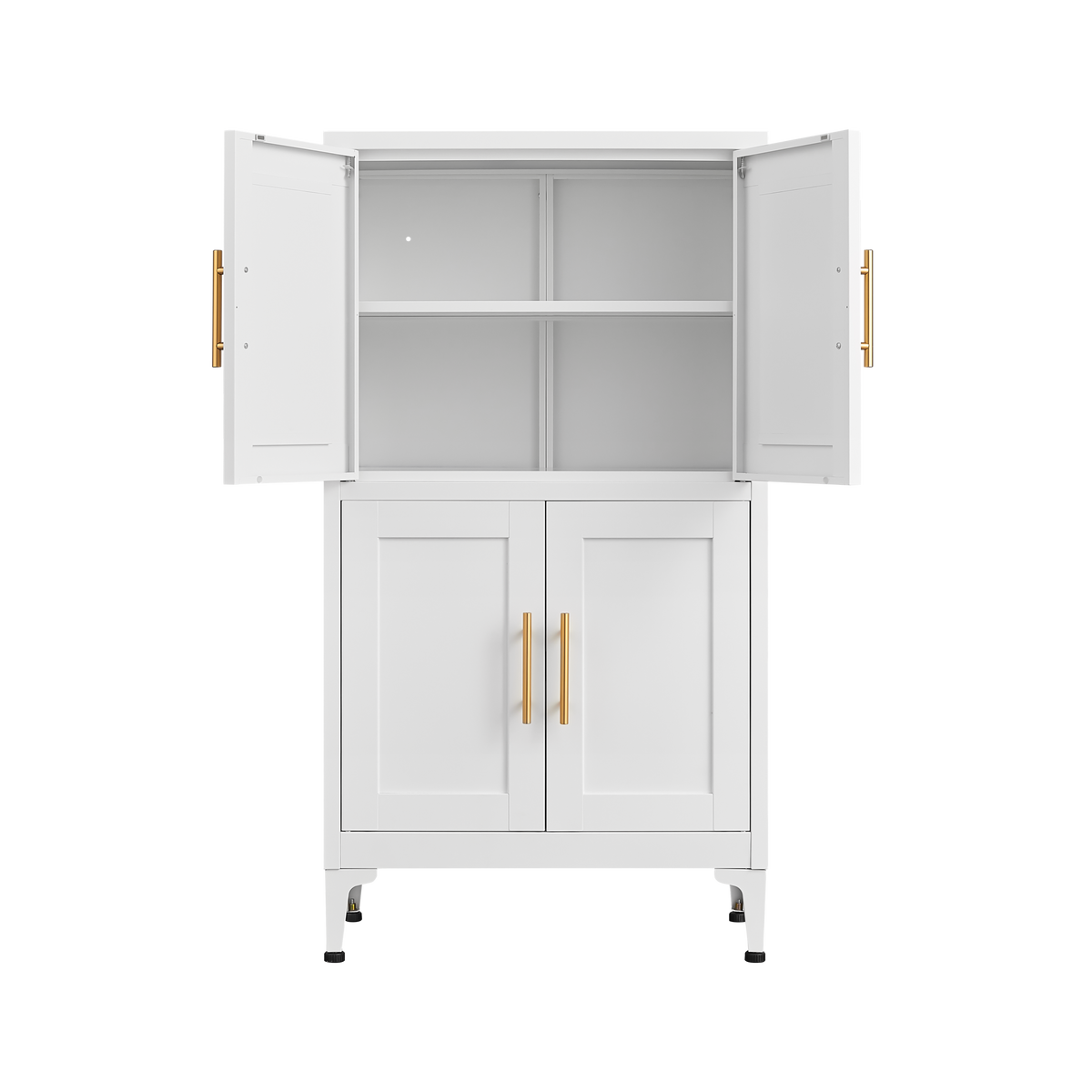 White Metal Kitchen Storage Cabinet Adjustable Shelf