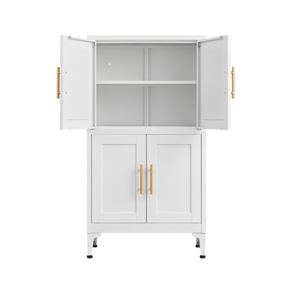 White Metal Kitchen Storage Cabinet Adjustable Shelf