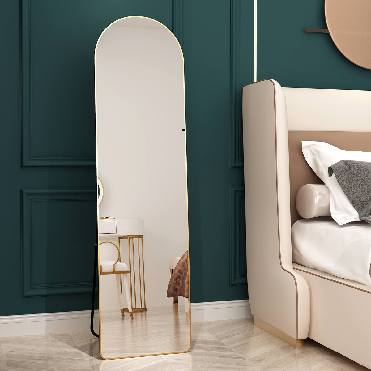 Full-Length Aluminum Alloy Wall Mirror Arched Frame