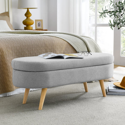 Oval Lift-Top Storage Ottoman – Gray