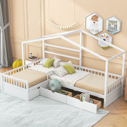 Twin House Bed White