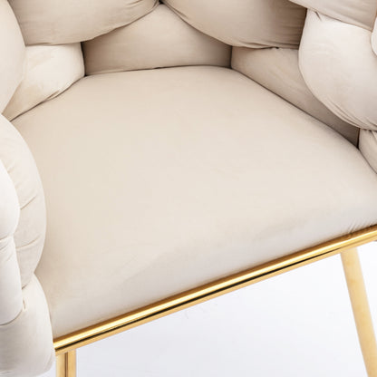 Leisure Velvet Lounge Chair – Beige