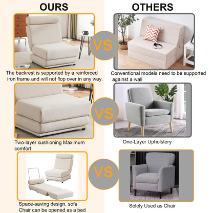 Foldable Sofa Bed Chair Cream