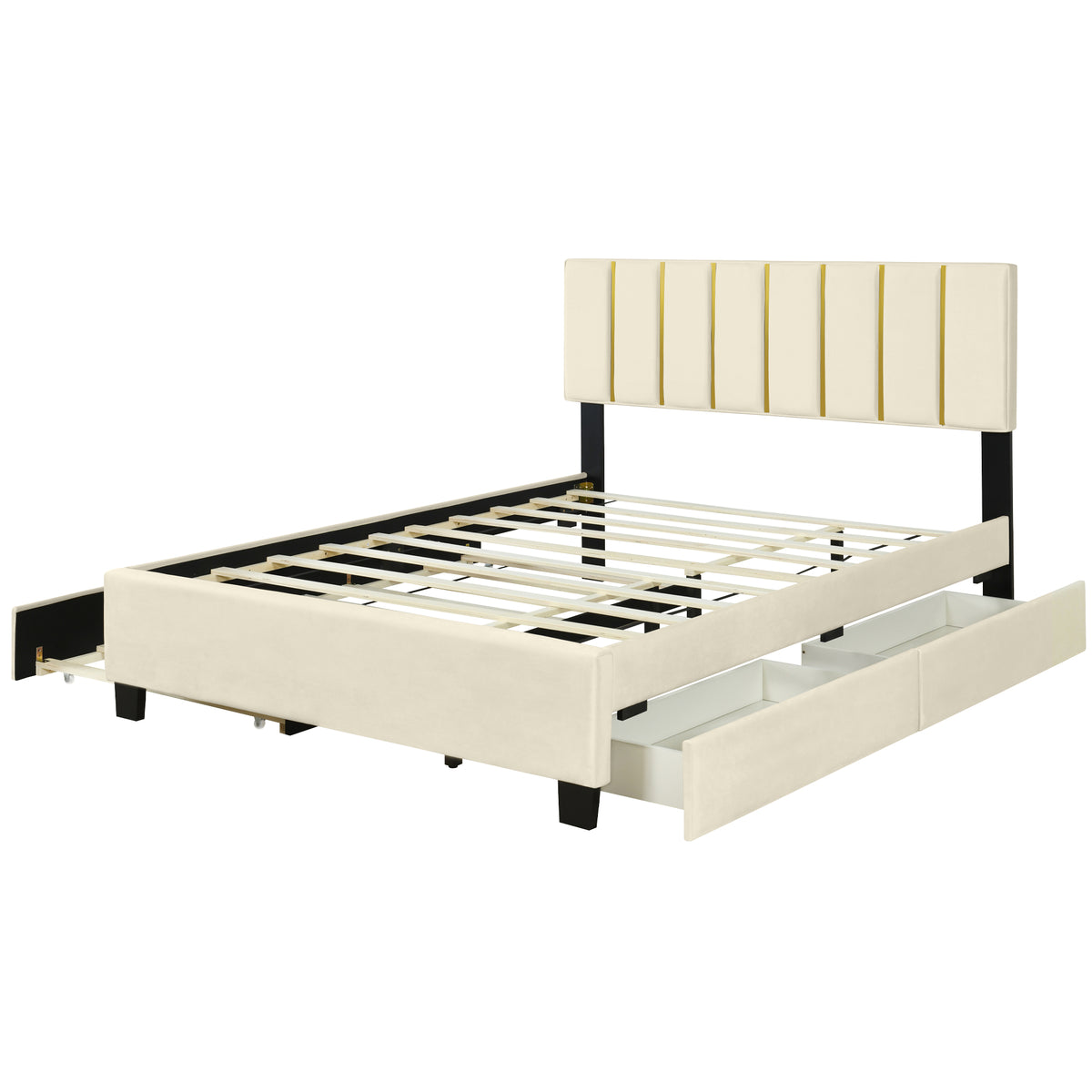 Queen Upholstered Bed Beige