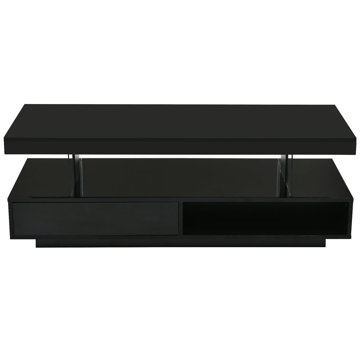 LED Coffee Table with Display and Storage Black