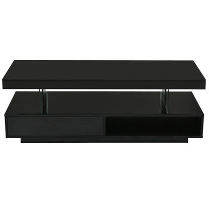 LED Coffee Table with Display and Storage Black