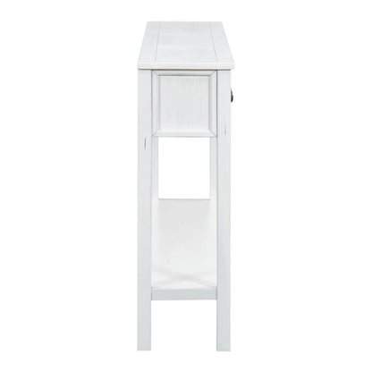Rustic Entryway Console Table with Drawers Antique White