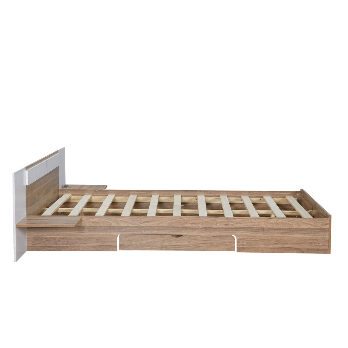 Queen Platform Bed with USB Ports Natural