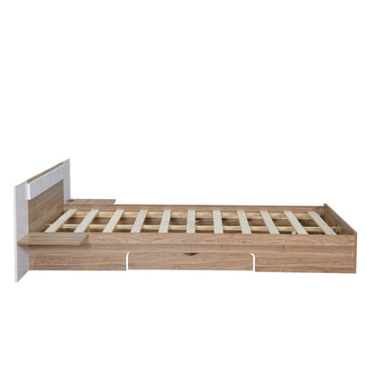 Queen Platform Bed with USB Ports Natural