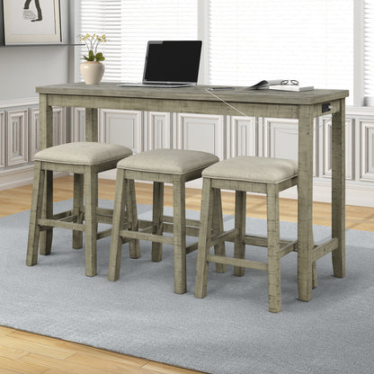 Counter Dining Set with Fabric Stools Green