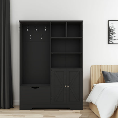 Hall Tree Storage Cabinet Black