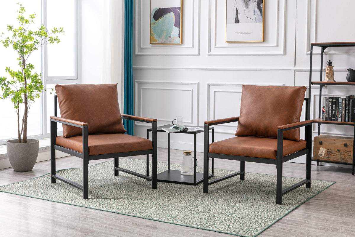 Faux Leather Accent Chair – Burnt Orange