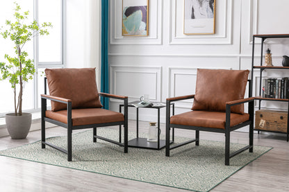 Faux Leather Accent Chair – Burnt Orange
